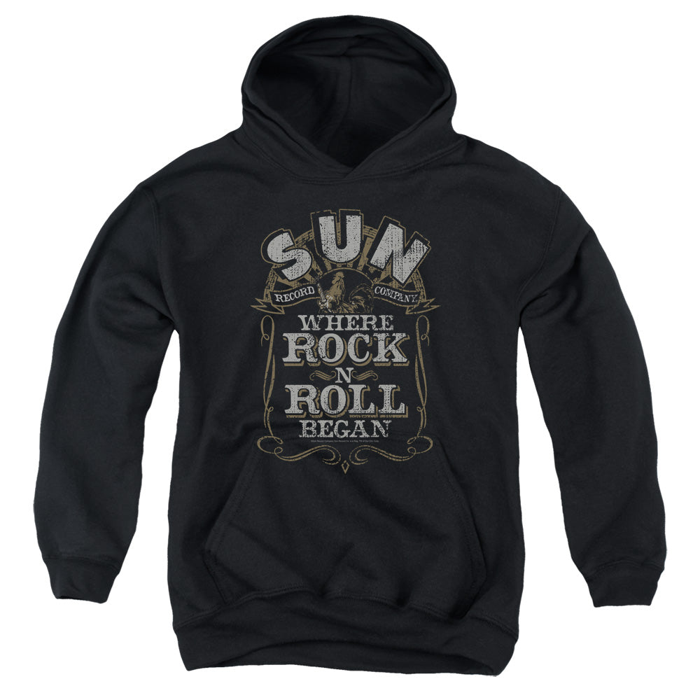 SUN/WHERE ROCK BEGAN - YOUTH PULLOVER HOODIE - BLACK
