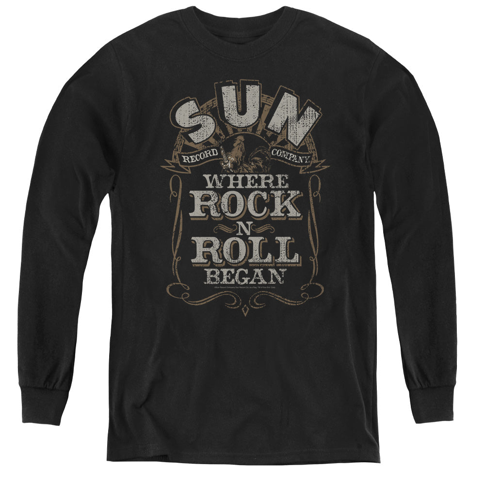 SUN/WHERE ROCK BEGAN - YOUTH LONG SLEEVE TEE - BLACK