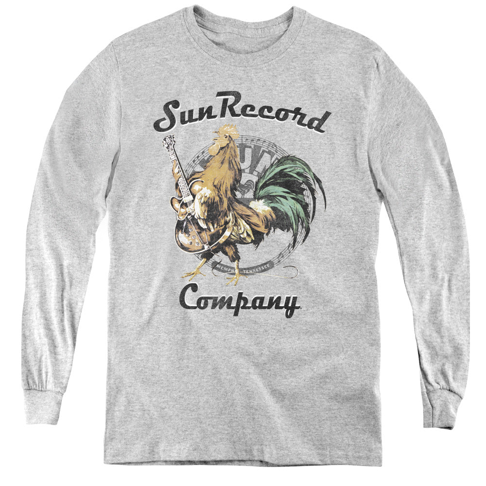 SUN/ROCKIN ROOSTER LOGO - YOUTH LONG SLEEVE TEE - ATHLETIC HEATHER