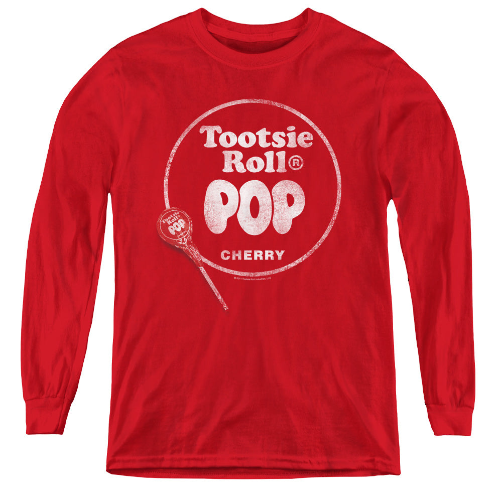 TOOTSIE ROLL/TOOTSIE ROLL POP LOGO - YOUTH LONG SLEEVE TEE - RED