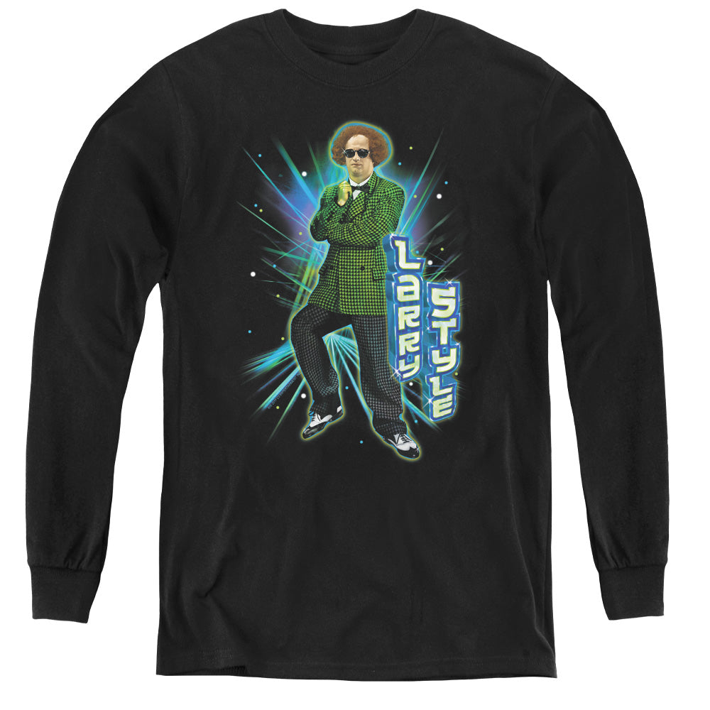 THREE STOOGES/LARRY STYLE - YOUTH LONG SLEEVE TEE - BLACK