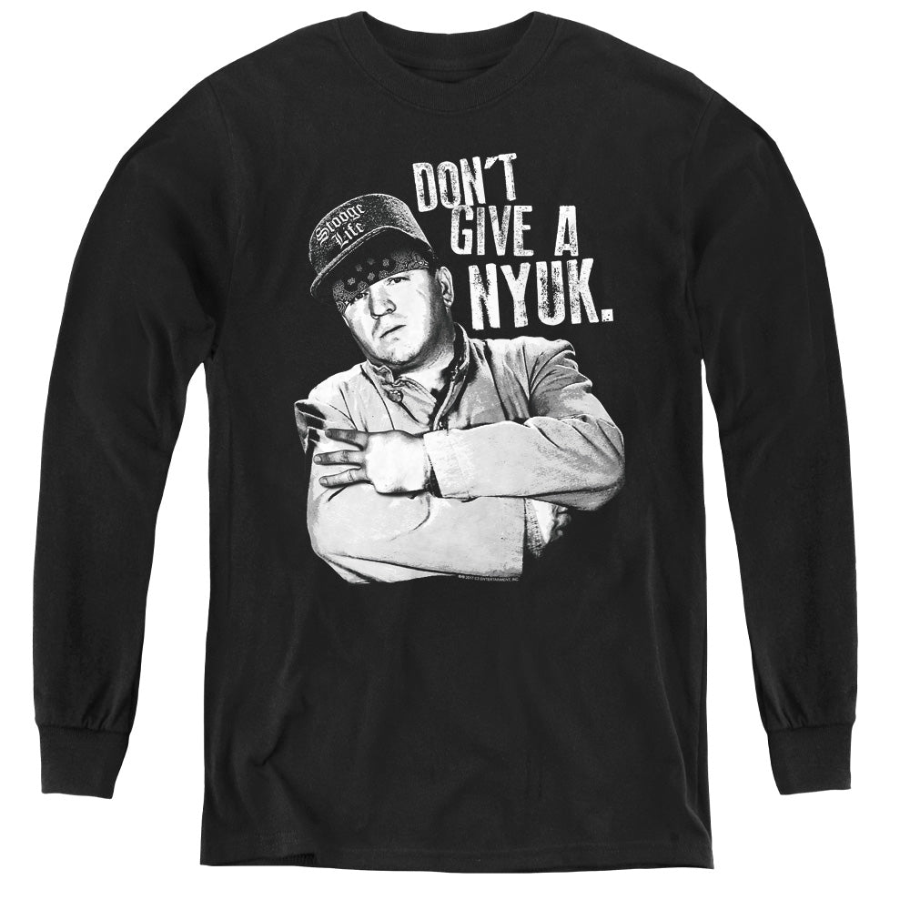 THREE STOOGES/GIVE A NYUK - YOUTH LONG SLEEVE TEE - BLACK