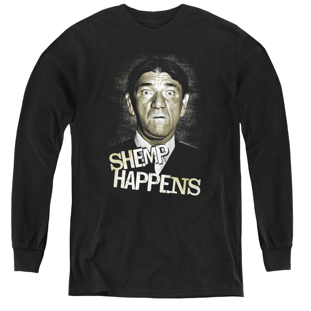 THREE STOOGES/SHEMP HAPPENS - YOUTH LONG SLEEVE TEE - BLACK