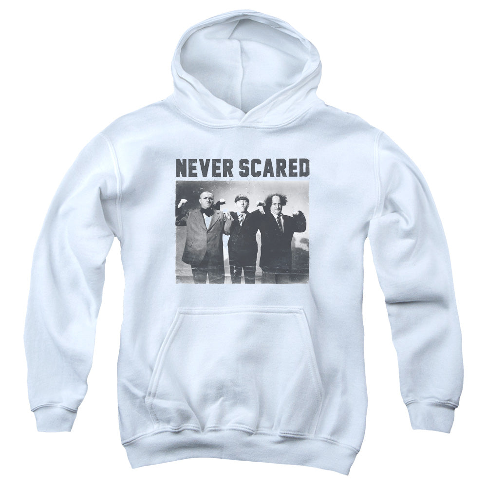 THREE STOOGES/NEVER SCARED - YOUTH PULLOVER HOODIE - WHITE