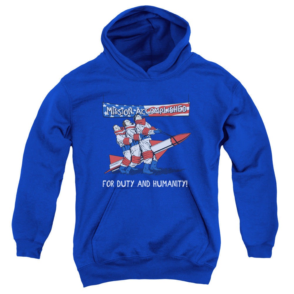 THREE STOOGES/MISSION ACCOMPLISHED - YOUTH PULLOVER HOODIE - ROYAL BLUE