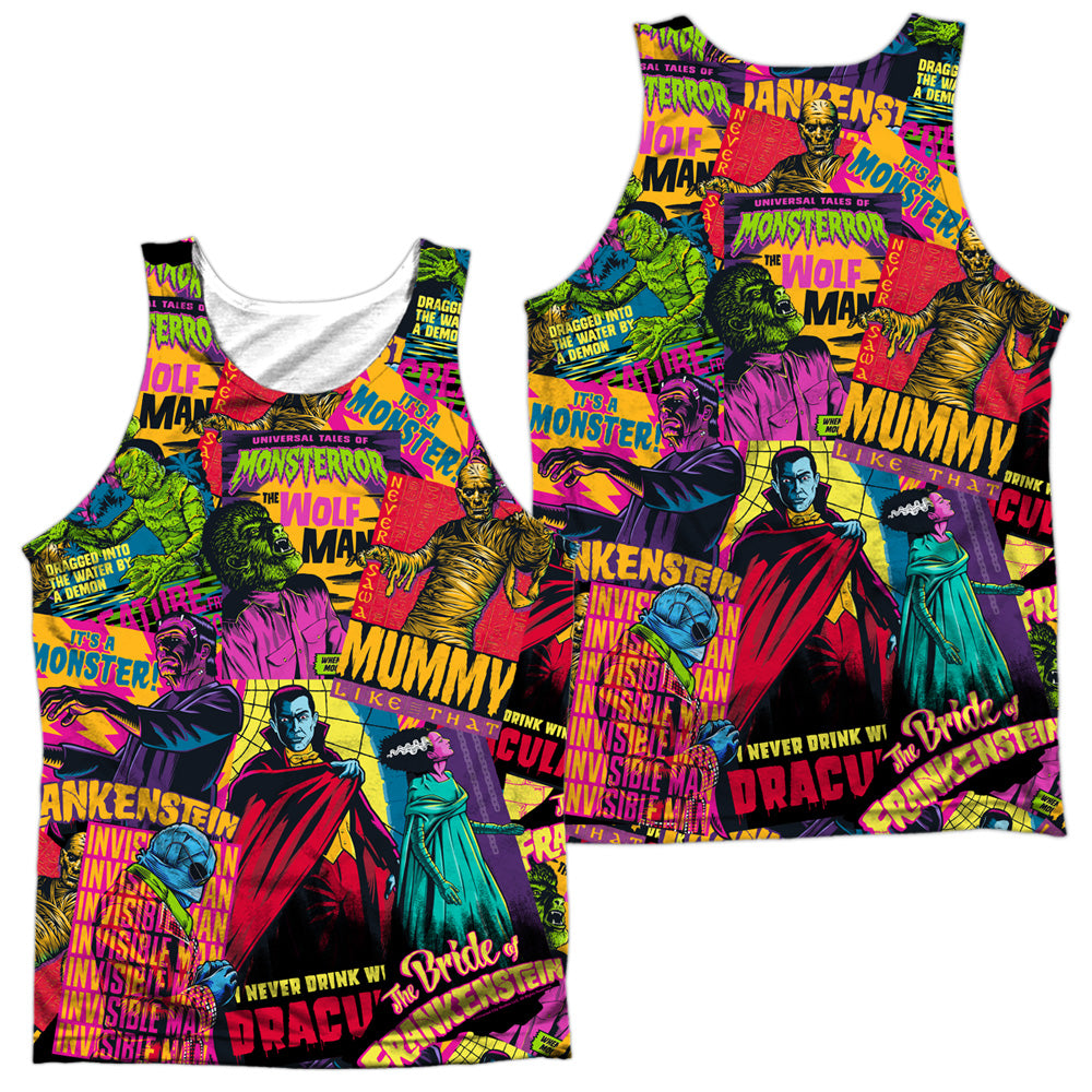 UNIVERSAL MONSTERS/POSTER MASH (FRONT/BACK PRINT) - ADULT POLY TANK TOP - MULTI