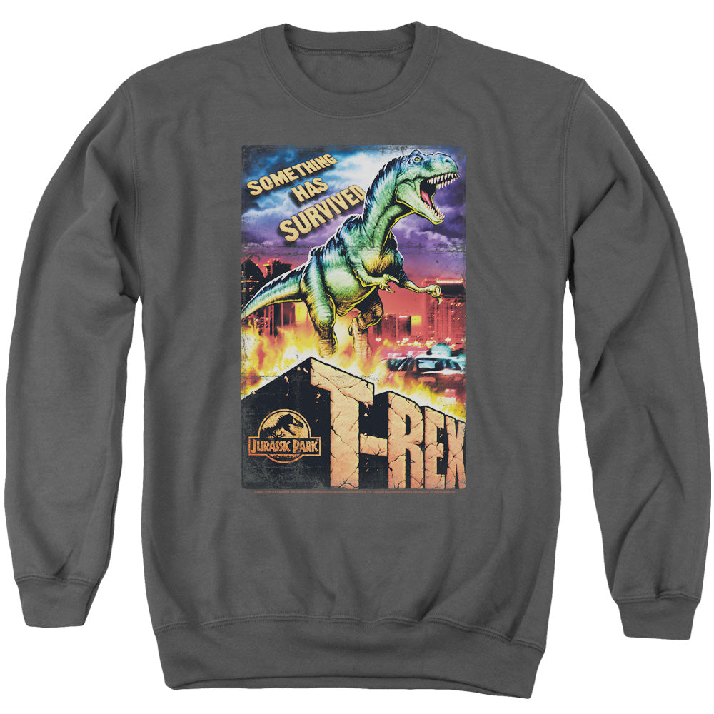 JURASSIC PARK/REX IN THE CITY - ADULT CREWNECK SWEATSHIRT - CHARCOAL