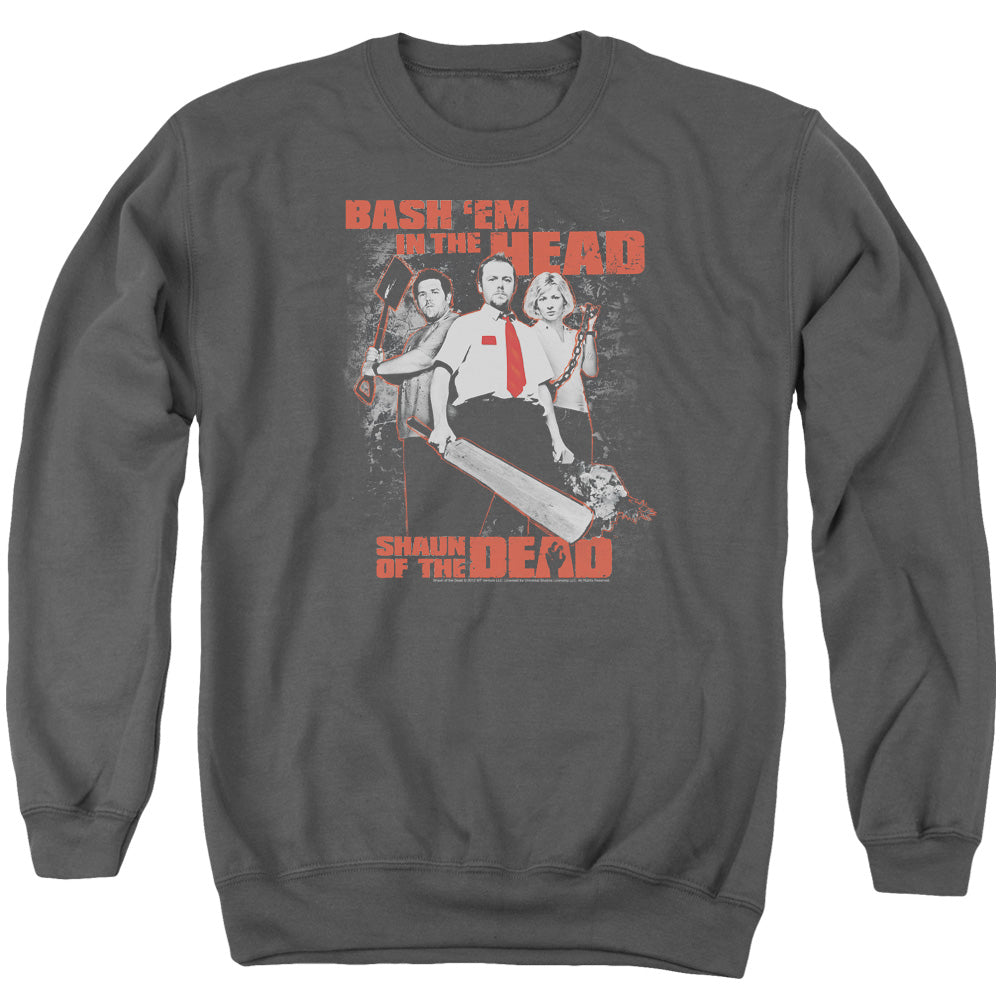 SHAUN OF THE DEAD/BASH EM - ADULT CREWNECK SWEATSHIRT - CHARCOAL