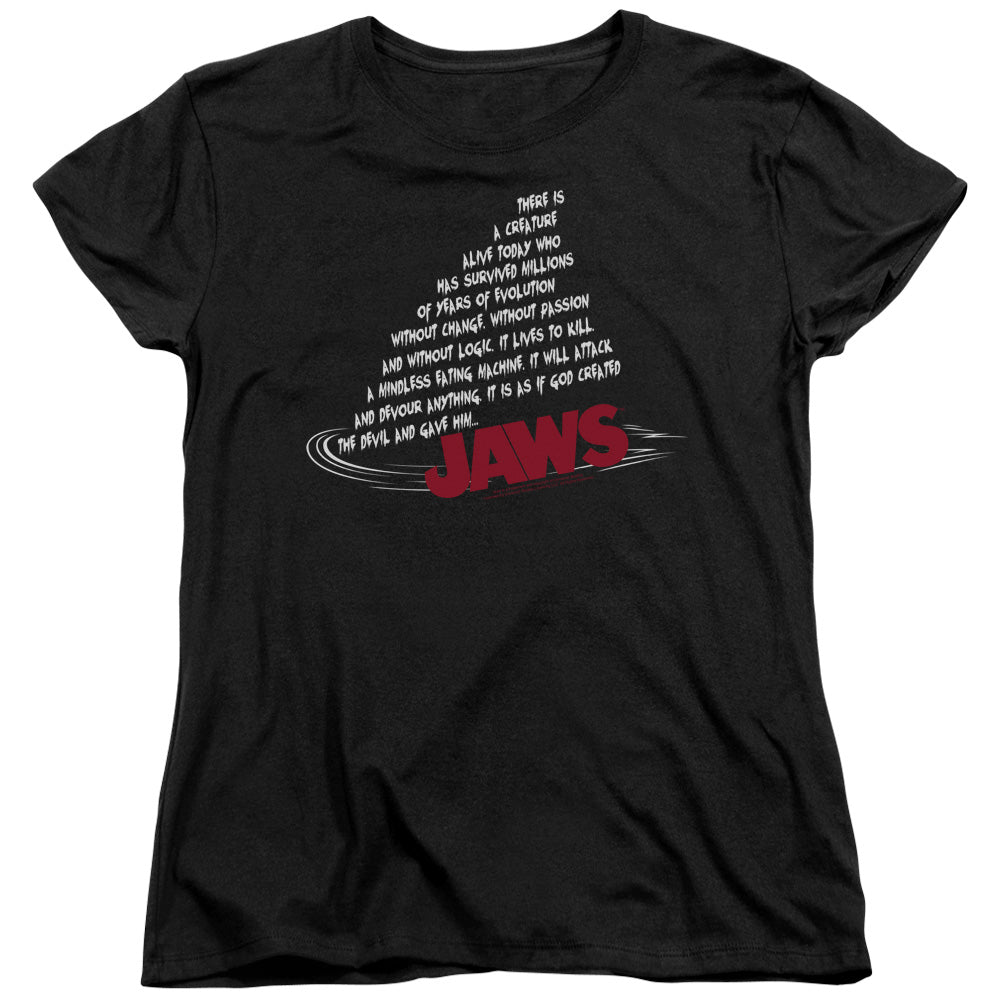 JAWS/DORSAL TEXT - S/S WOMENS TEE - BLACK