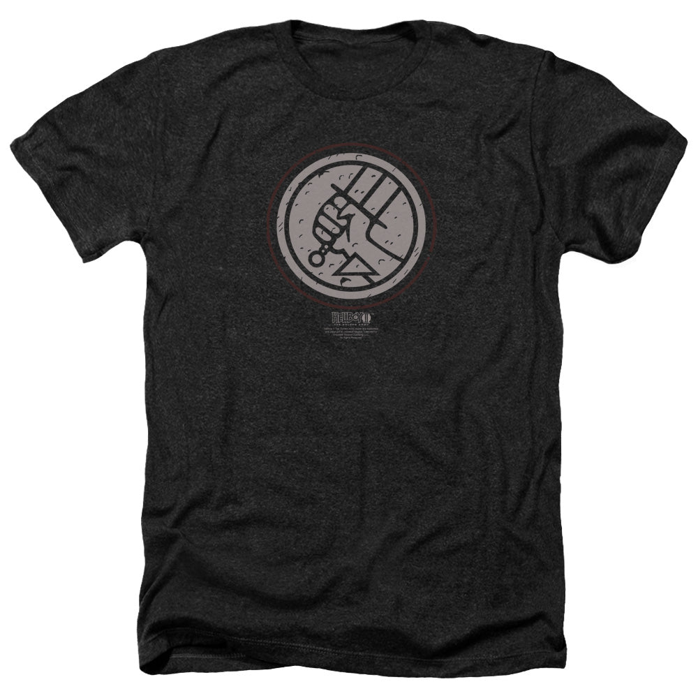 HELLBOY II/MIGNOLA STYLE LOGO - ADULT HEATHER - BLACK