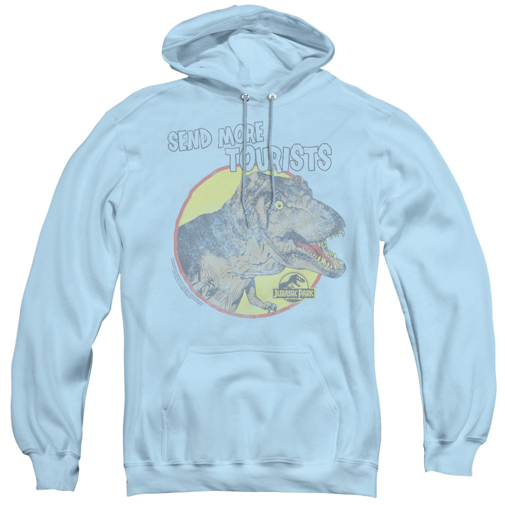 JURASSIC PARK/MORE TOURISTS - ADULT PULLOVER HOODIE - LIGHT BLUE