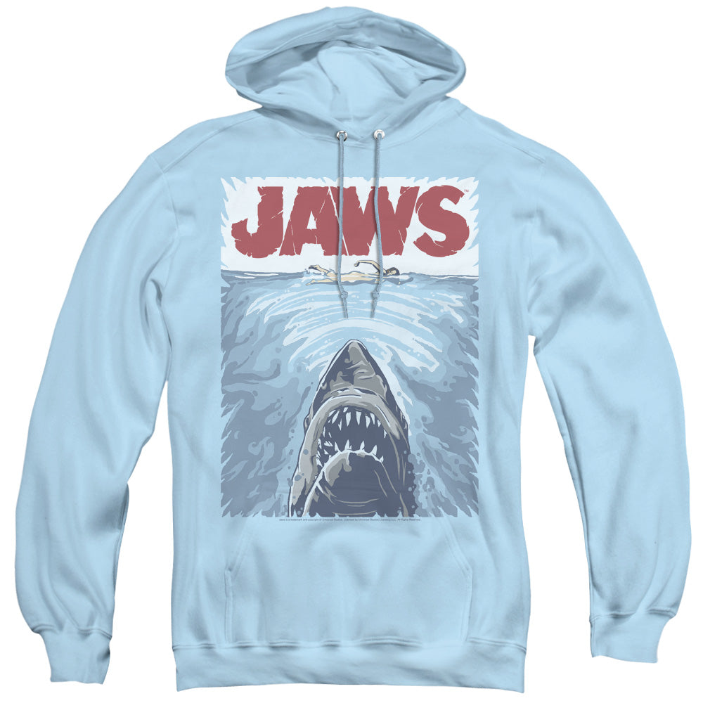 JAWS/GRAPHIC POSTER - ADULT PULLOVER HOODIE - LIGHT BLUE
