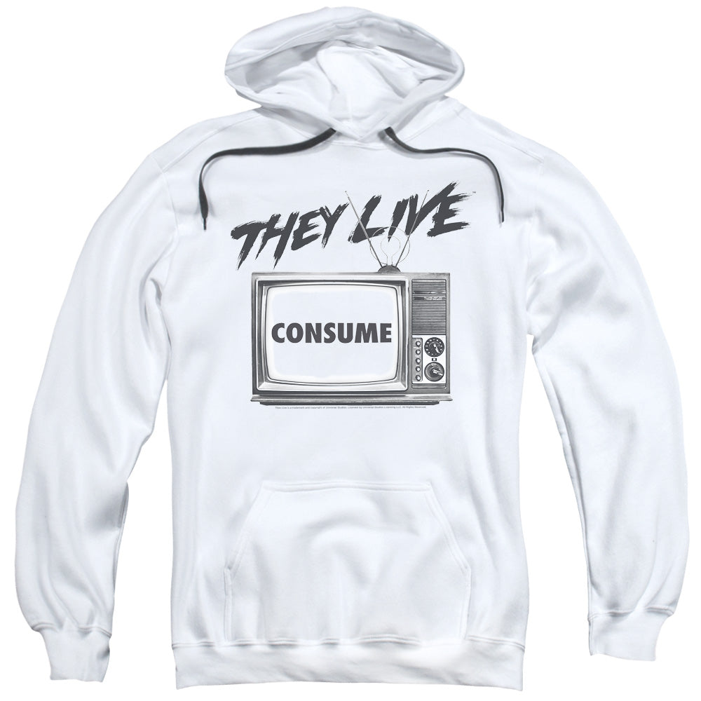 THEY LIVE/CONSUME - ADULT PULLOVER HOODIE - WHITE