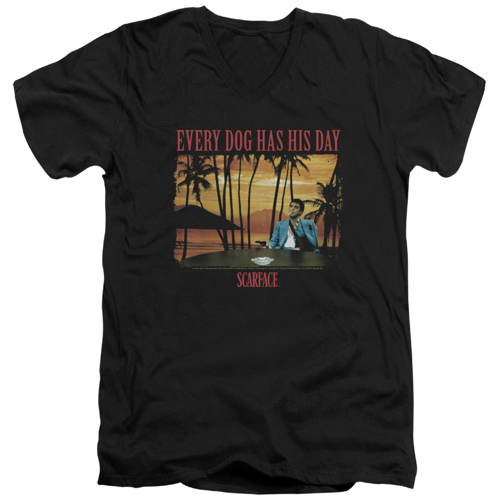 SCARFACE/A DOG DAY - S/S ADULT V-NECK 30/1 - BLACK