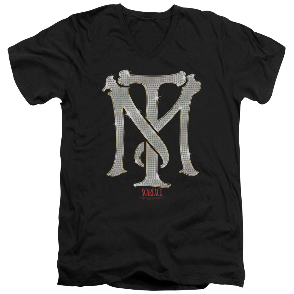 SCARFACE/TM BLING - S/S ADULT V-NECK 30/1 - BLACK