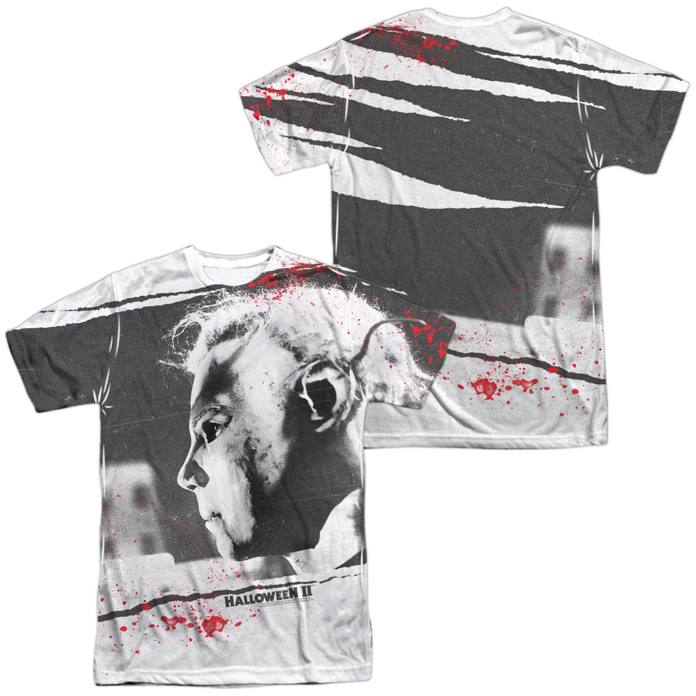 HALLOWEEN II/MYERS MASK (FRONT/BACK PRINT) - S/S ADULT POLY CREW - MULTI
