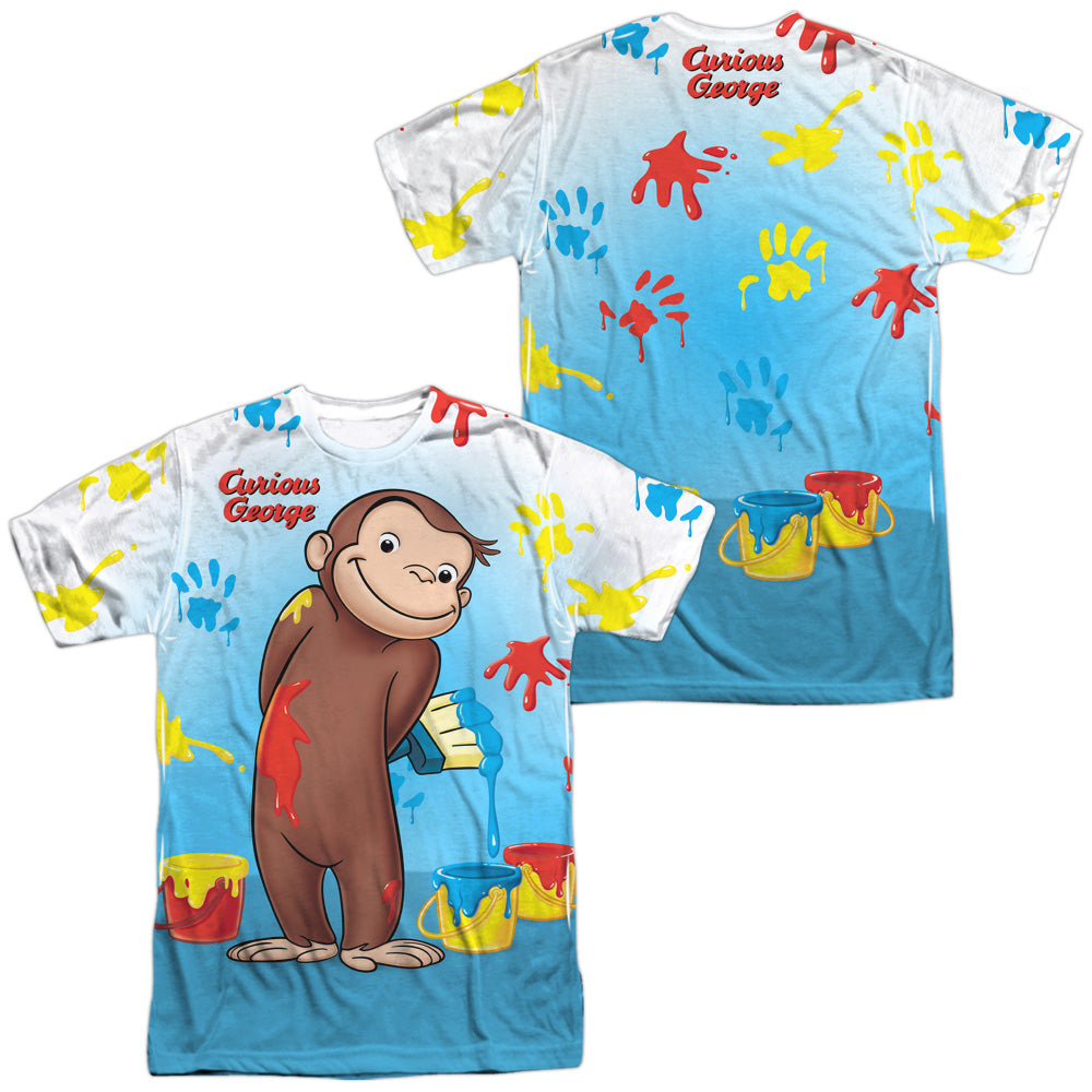 CURIOUS GEORGE/PAINT ALL OVER (FRONT/BACK PRINT) - S/S ADULT POLY CREW - MULTI