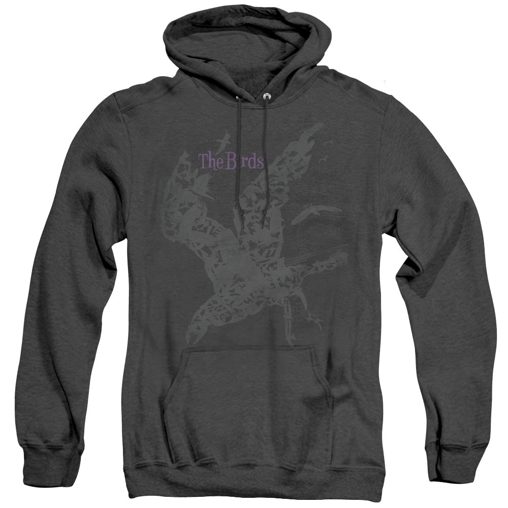BIRDS/POSTER - ADULT HEATHER HOODIE - BLACK