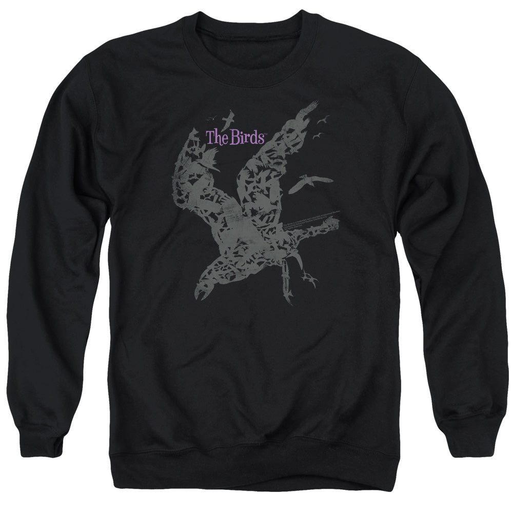 BIRDS/POSTER - ADULT CREWNECK SWEATSHIRT - BLACK