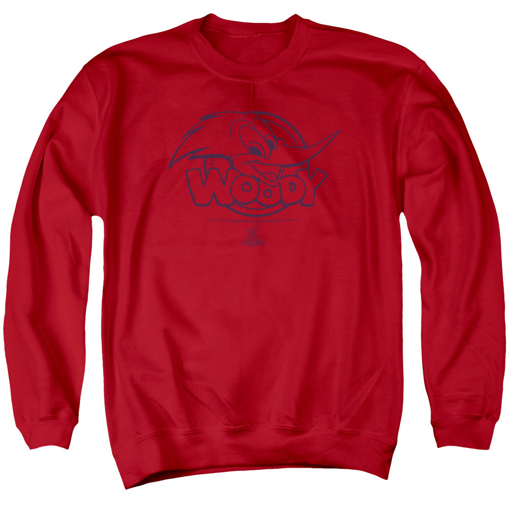 WOODY WOODPECKER/BIG HEAD - ADULT CREWNECK SWEATSHIRT - RED