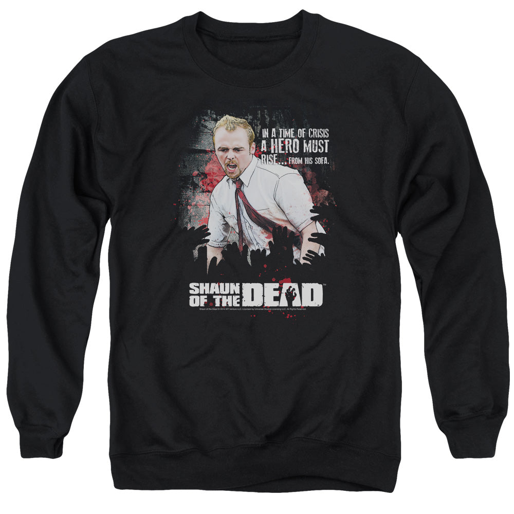 SHAUN OF THE DEAD/HERO MUST RISE - ADULT CREWNECK SWEATSHIRT - BLACK