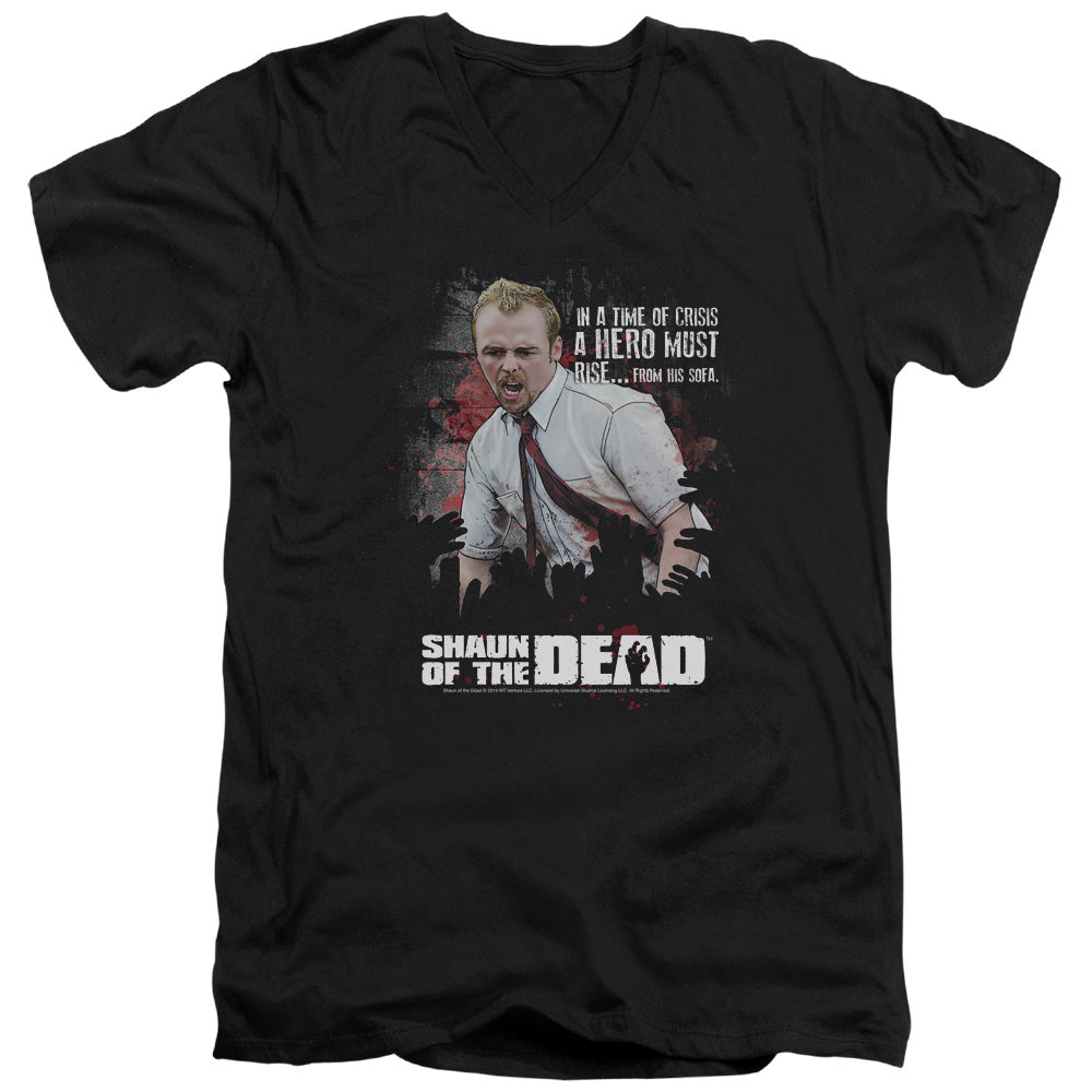 SHAUN OF THE DEAD/HERO MUST RISE - S/S ADULT V-NECK 30/1 - BLACK