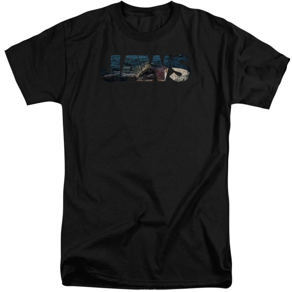 JAWS/LOGO CUTOUT - S/S ADULT TALL 18/1 - BLACK