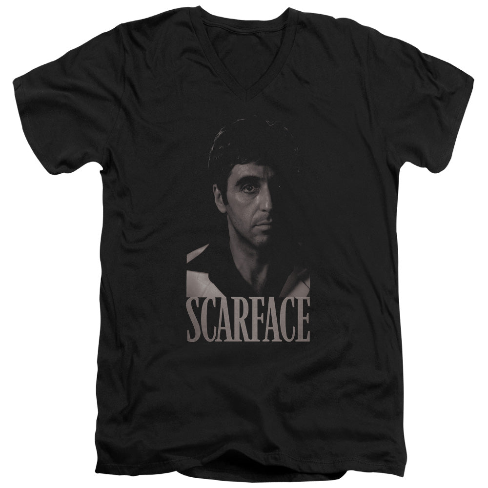 SCARFACE/B&W TONY - S/S ADULT V-NECK 30/1 - BLACK