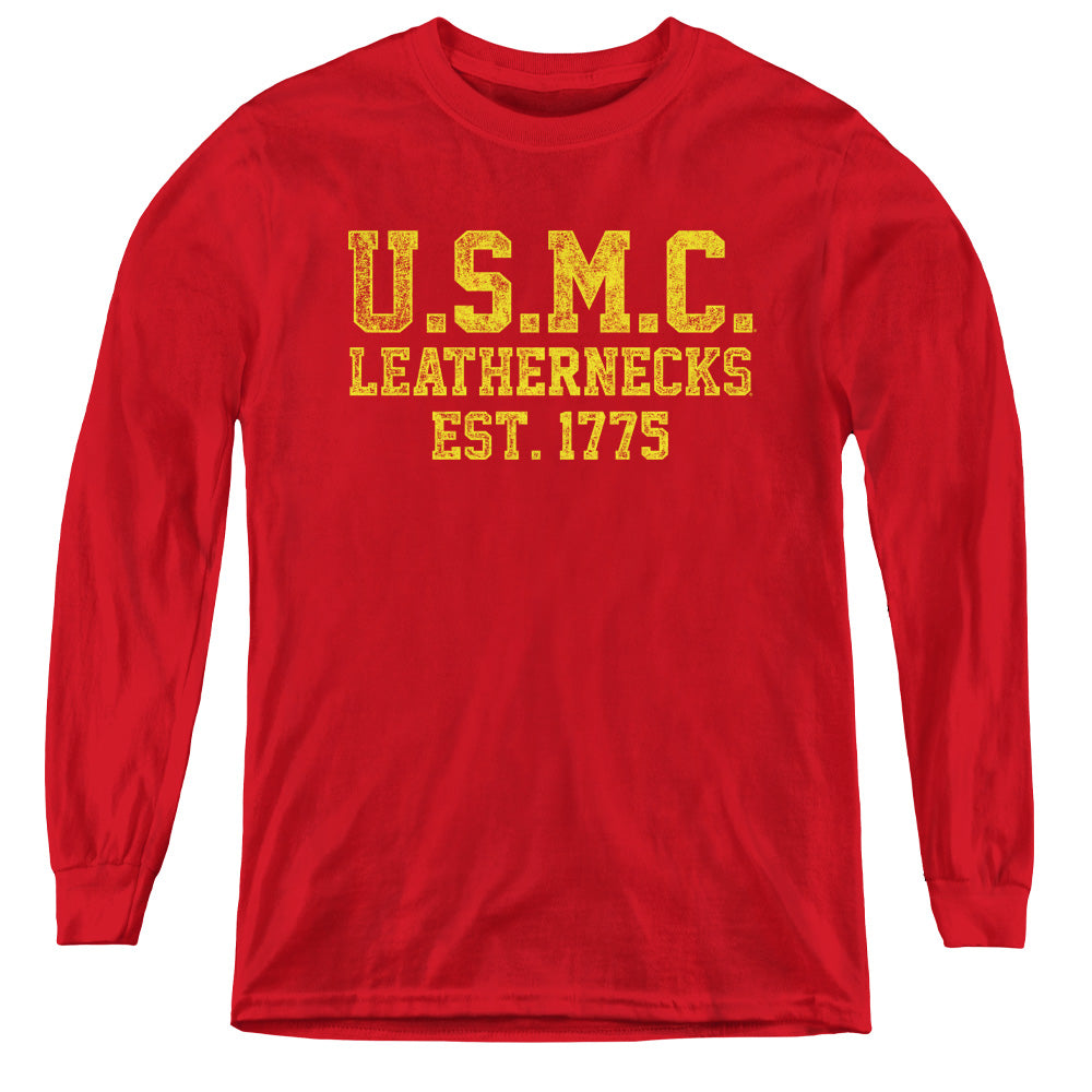 US MARINE CORPS/LEATHERNECKS - YOUTH LONG SLEEVE TEE - RED
