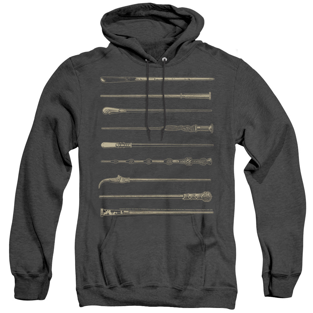 FANTASTIC BEASTS 2/WANDS - ADULT HEATHER HOODIE - BLACK