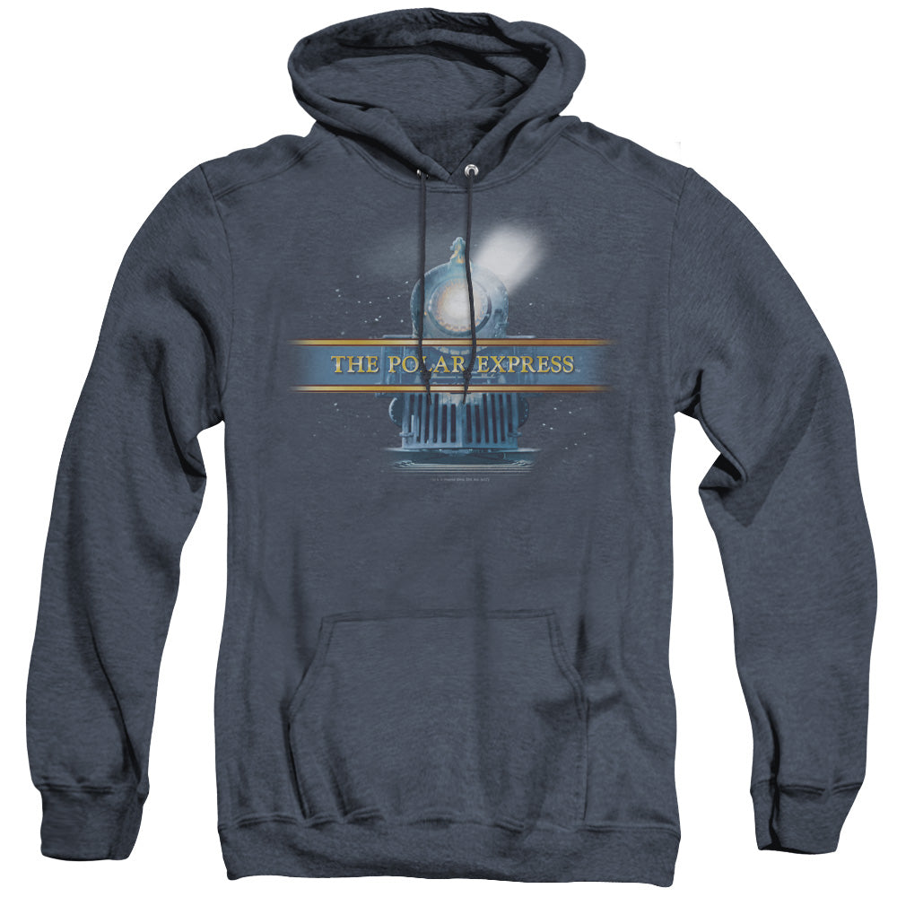 POLAR EXPRESS/TRAIN LOGO - ADULT HEATHER HOODIE - NAVY