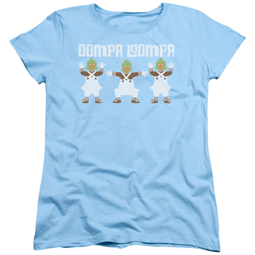 WILLY WONKA AND THE CHOCOLATE FACTORY/OOMPA LOOMPA - S/S WOMENS TEE - LIGHT BLUE