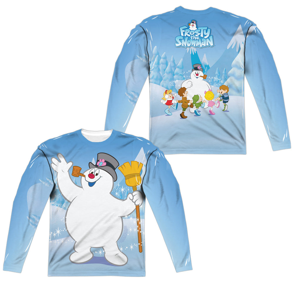 FROSTY THE SNOWMAN/FROSTY WAVE (FRONT/BACK PRINT) - L/S ADULT POLY CREW  - MULTI
