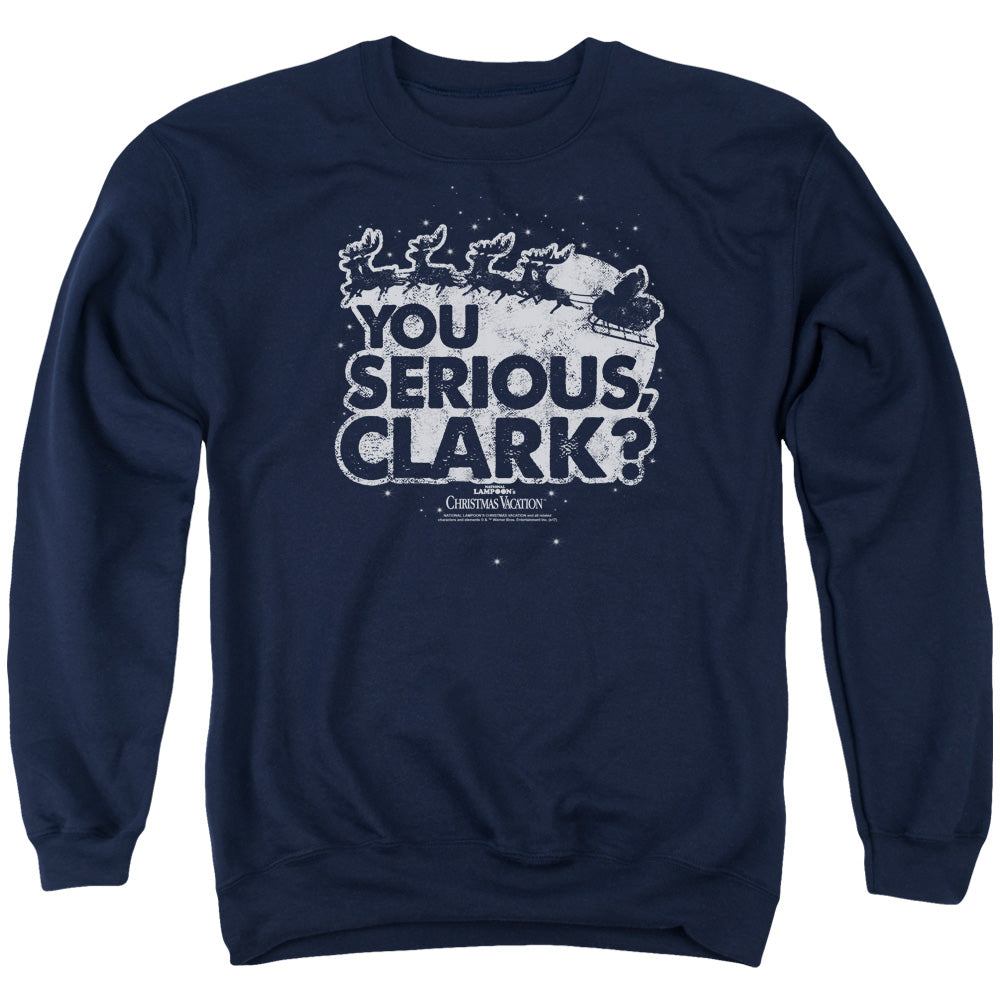 CHRISTMAS VACATION/YOU SERIOUS CLARK - ADULT CREWNECK SWEATSHIRT - NAVY