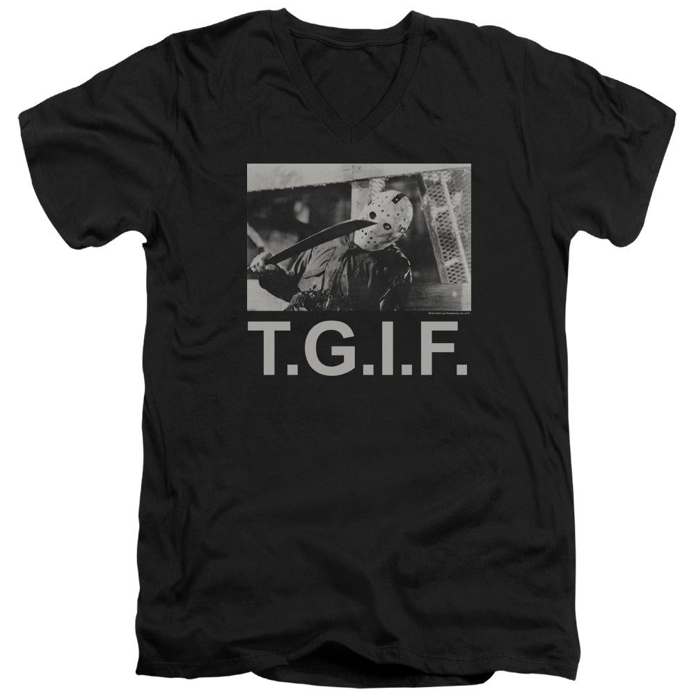 FRIDAY THE 13TH/TGIF - S/S ADULT V-NECK 30/1 - BLACK