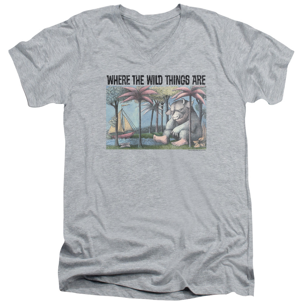 WHERE THE WILD THINGS ARE/COVER ART - S/S ADULT V-NECK 30/1 - ATHLETIC HEATHER