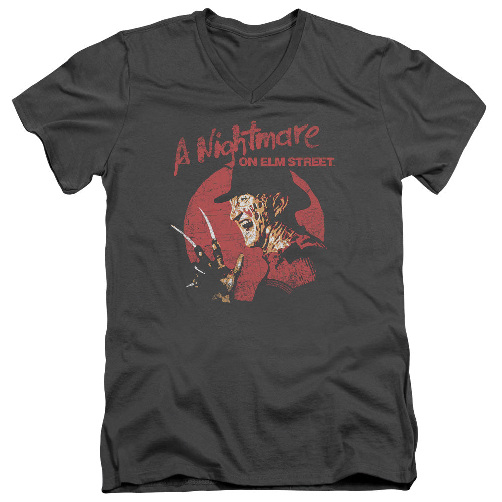NIGHTMARE ON ELM STREET/FREDDY CIRCLE - S/S ADULT V-NECK 30/1 - CHARCOAL