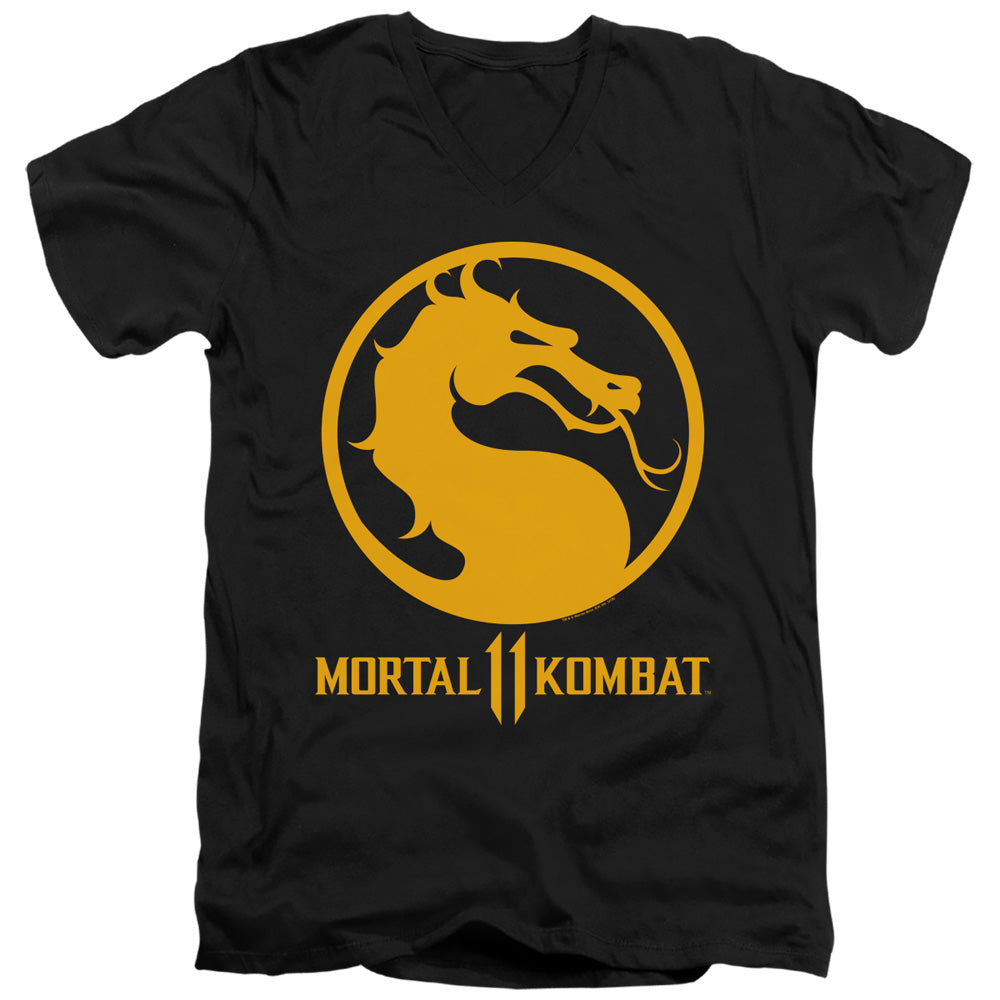 MORTAL KOMBAT 11/DRAGON LOGO - S/S ADULT V-NECK 30/1 - BLACK