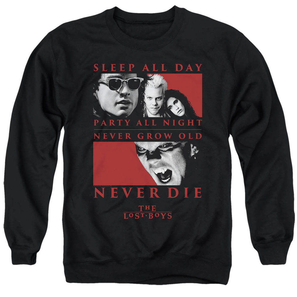 THE LOST BOYS/NEVER DIE - ADULT CREWNECK SWEATSHIRT - BLACK