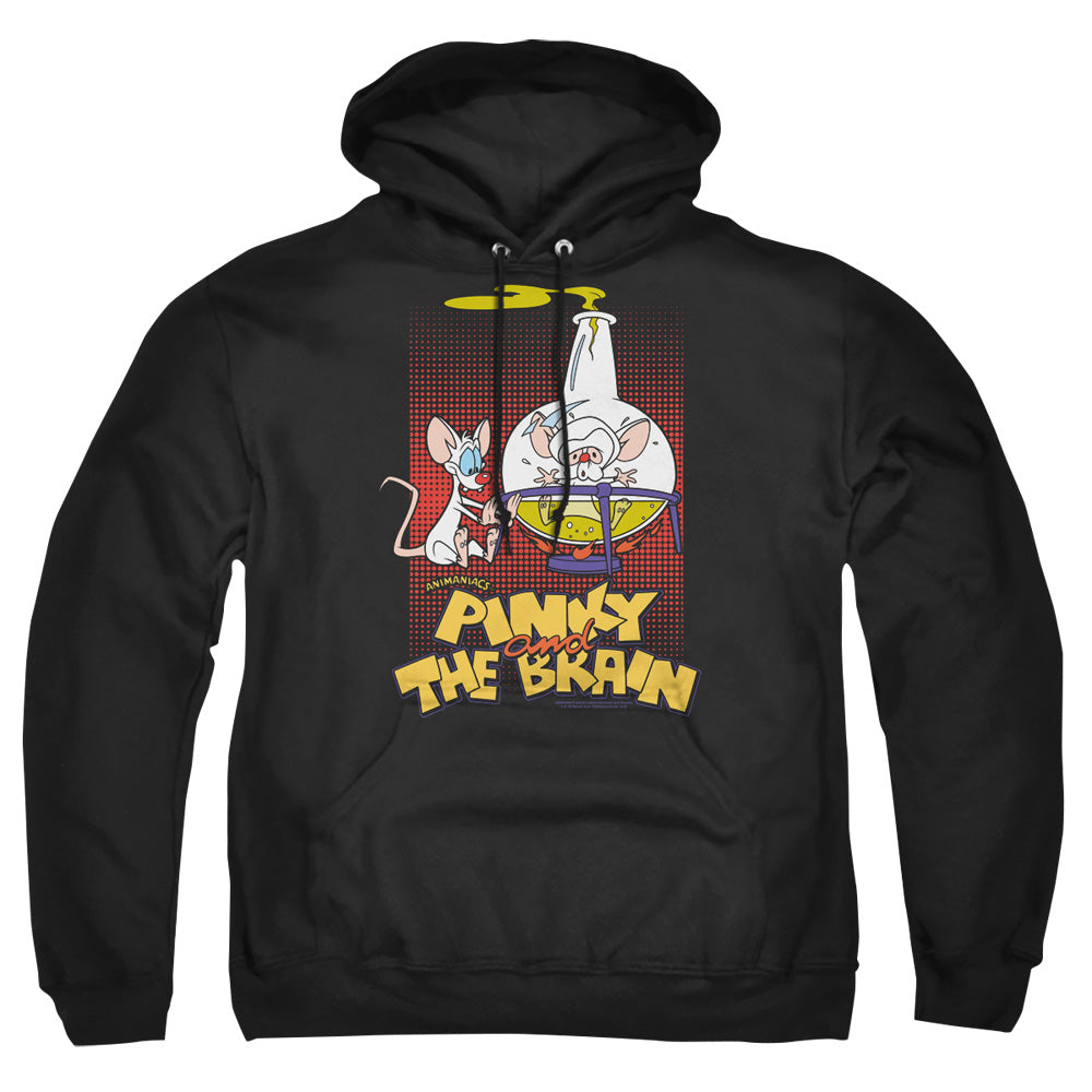 PINKY AND THE BRAIN/LAB FLASK - ADULT PULLOVER HOODIE - BLACK