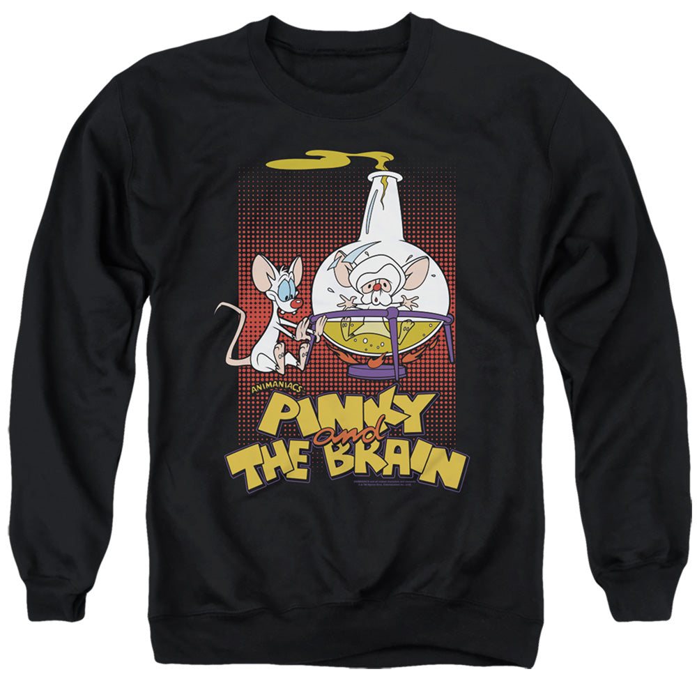 PINKY AND THE BRAIN/LAB FLASK - ADULT CREWNECK SWEATSHIRT - BLACK