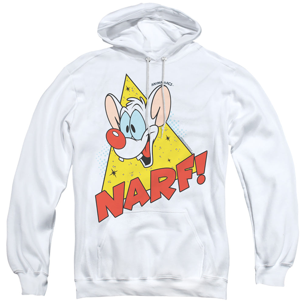 PINKY AND THE BRAIN/NARF - ADULT PULLOVER HOODIE - WHITE