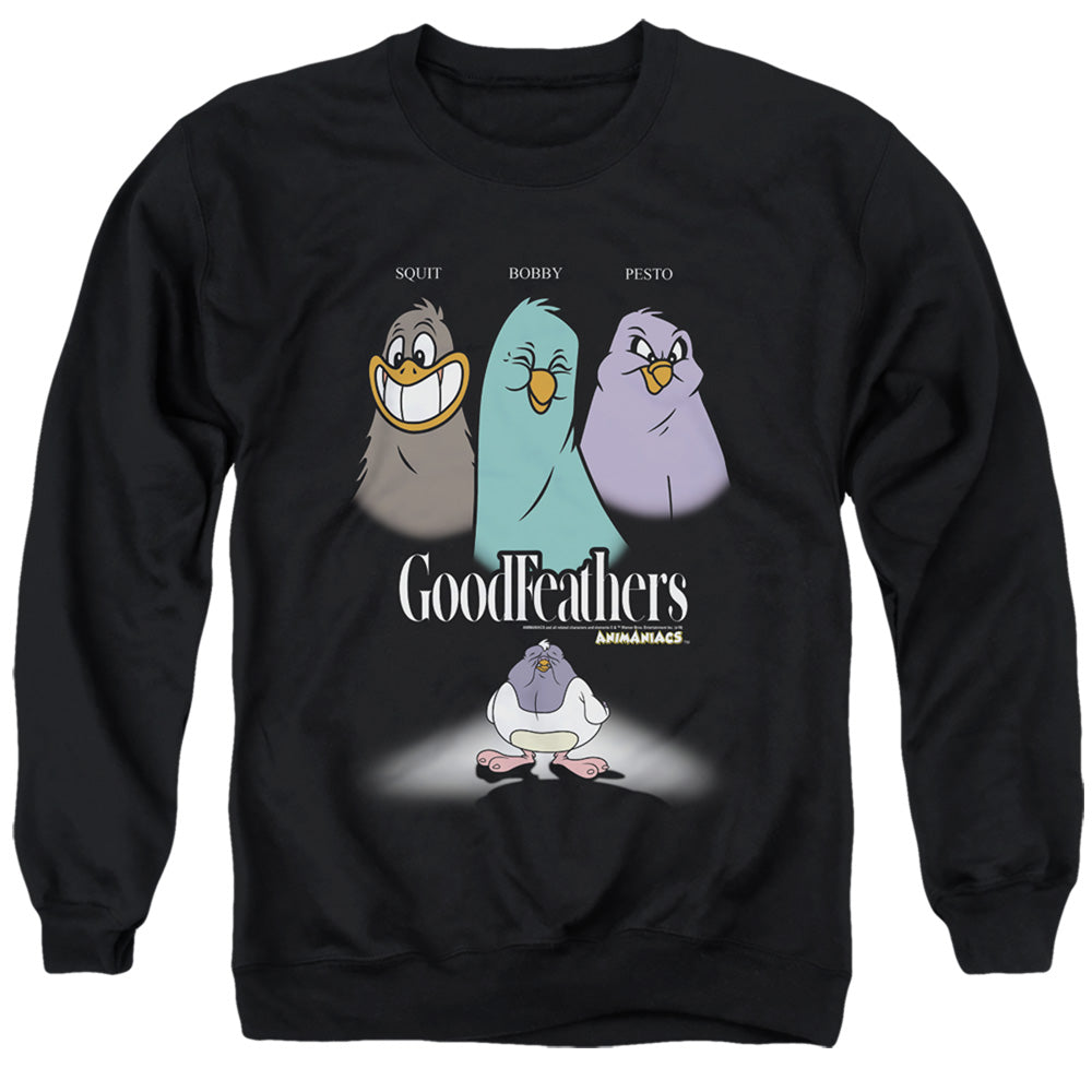 ANIMANIACS/GOODFEATHERS - ADULT CREWNECK SWEATSHIRT - BLACK