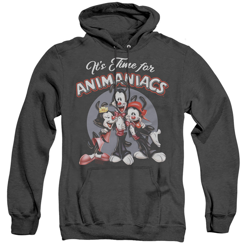 ANIMANIACS/ITS TIME FOR - ADULT HEATHER HOODIE - BLACK