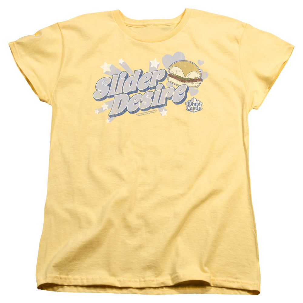WHITE CASTLE/SLIDER DESIRE - S/S WOMENS TEE - BANANA