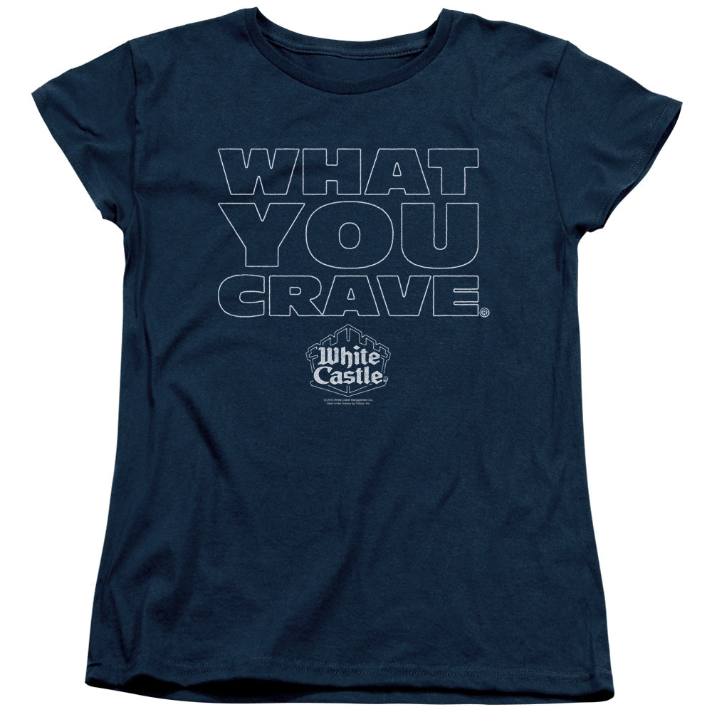 WHITE CASTLE/CRAVING - S/S WOMENS TEE - NAVY