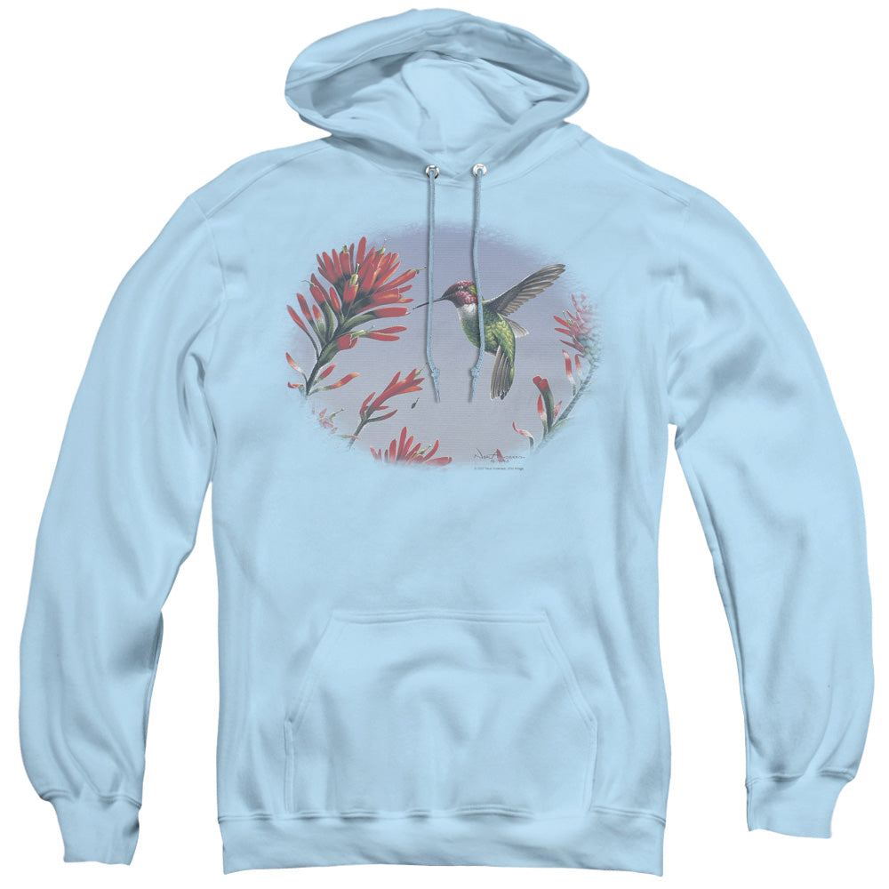 WILDLIFE/ANNAS HUMMINGBIRD - ADULT PULLOVER HOODIE - LIGHT BLUE