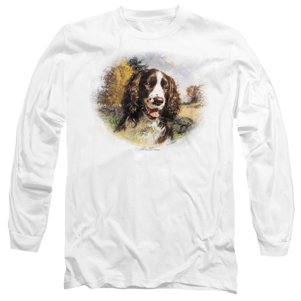 WILDLIFE/SPRINGER SPANIEL HEAD - L/S ADULT 18/1 - WHITE
