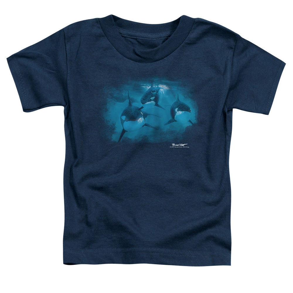 WILDLIFE/POD OF ORCAS - S/S TODDLER TEE - NAVY