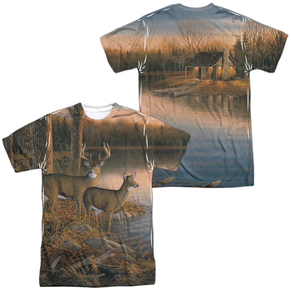 WILD WINGS/TRANQUIL EVENING (FRONT/BACK PRINT) - S/S ADULT POLY CREW - MULTI